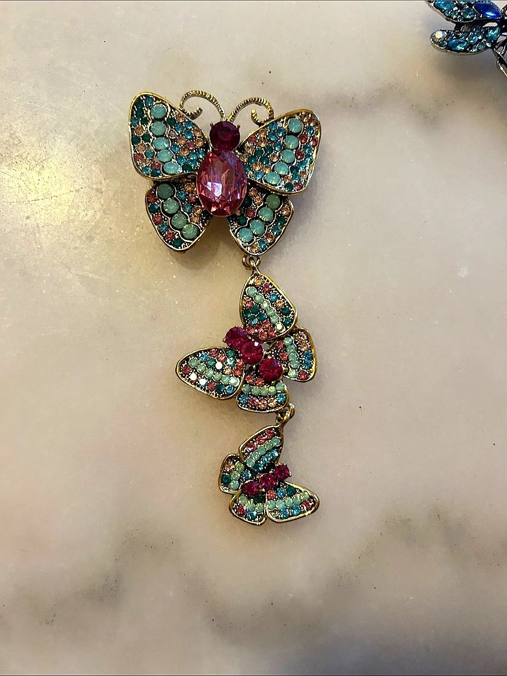 Butterfly Brooch Blue & Pink Like New